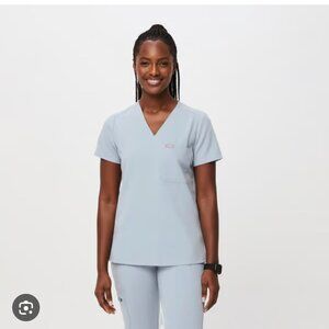 Figs Catarina Scrub Top, Size M, Color Dusty Blue